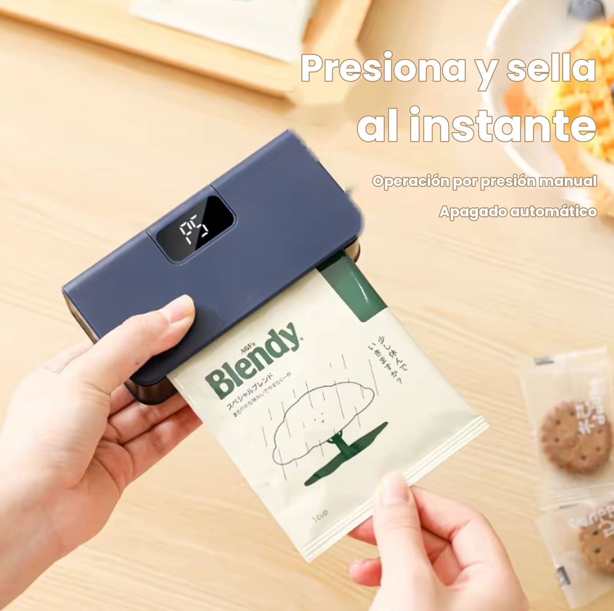Selladora de bolsas portátil recargable con pantalla digital